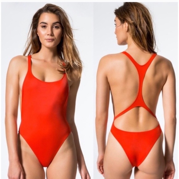solid and striped red one piece